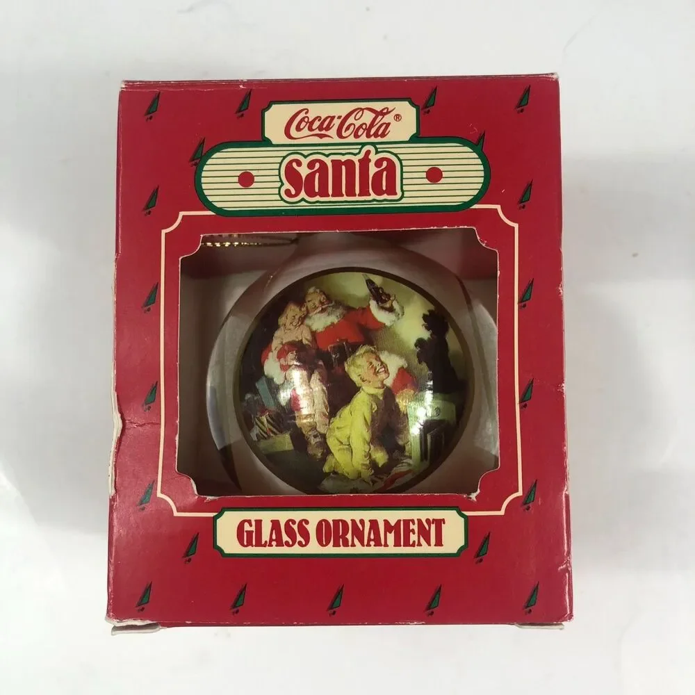 Vintage Hallmark Coca-Cola Glass Ball Keepsake Ornament 1986 Santa